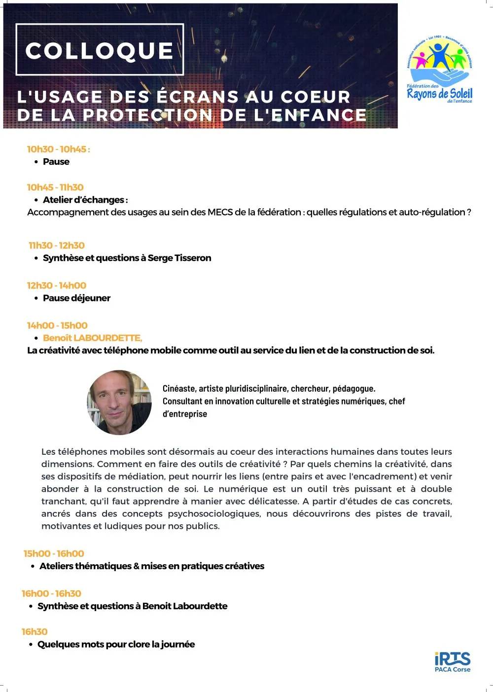 « L'usage des écrans au coeur de la protection de l'enfance » : colloque / formation par Serge Tisseron et Benoît Labourdette - 3 © Benoît Labourdette 2022.