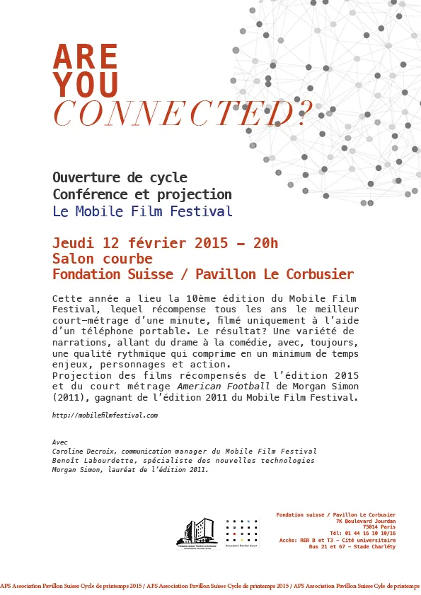 Fondation Suisse : « Are you connected ? » - Soirée / workshop Mobile Film Festival - 1 © Benoît Labourdette 2015.