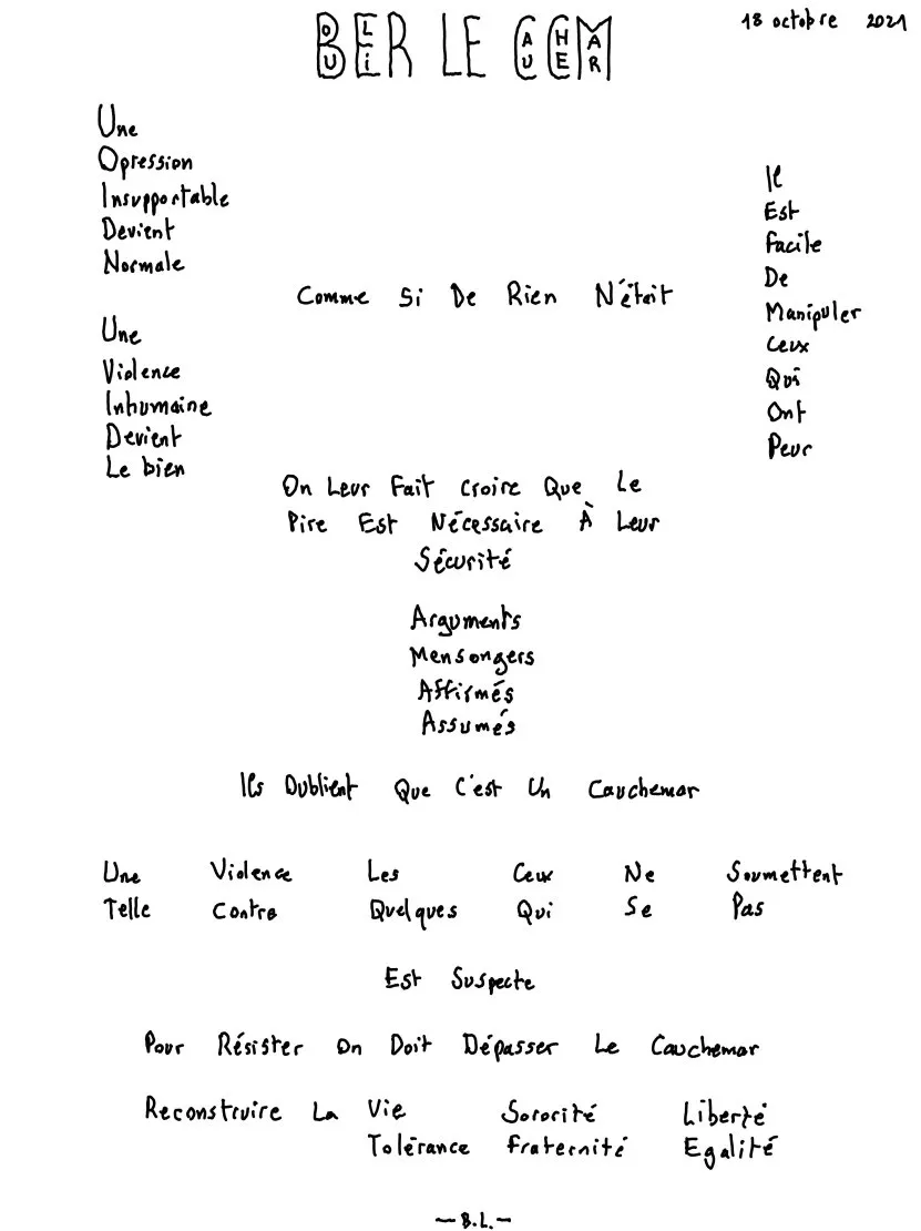 Oublier le cauchemar. © Benoît Labourdette.