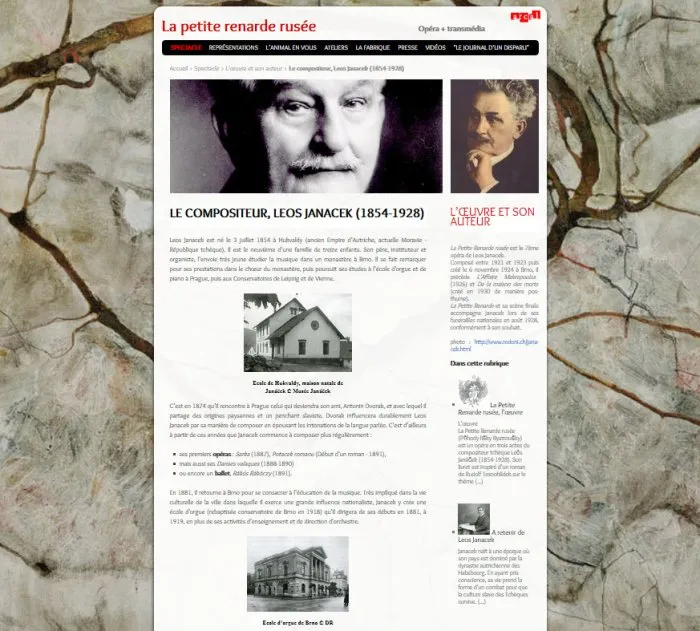Website for Opera The Cunning Little Vixen - 2 © Benoît Labourdette 2015.