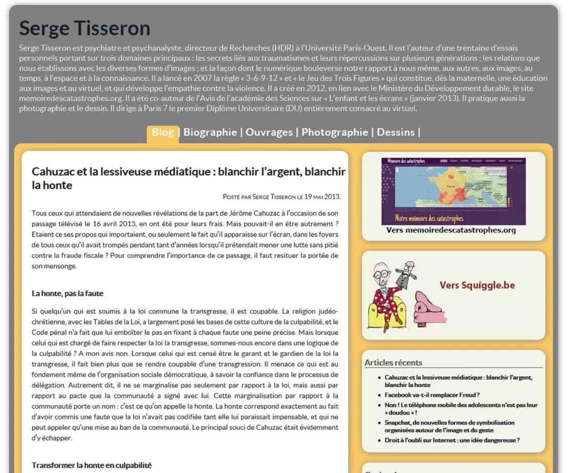 Site web www.sergetisseron.com. © Benoît Labourdette.