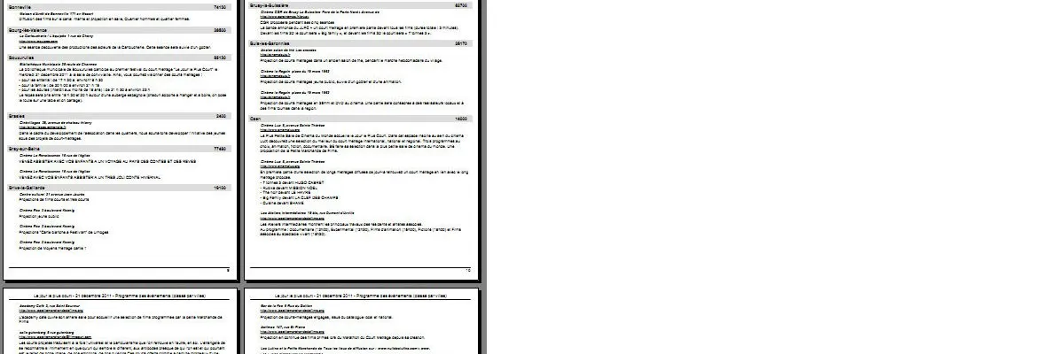Liste des événements du Jour le plus court 2011