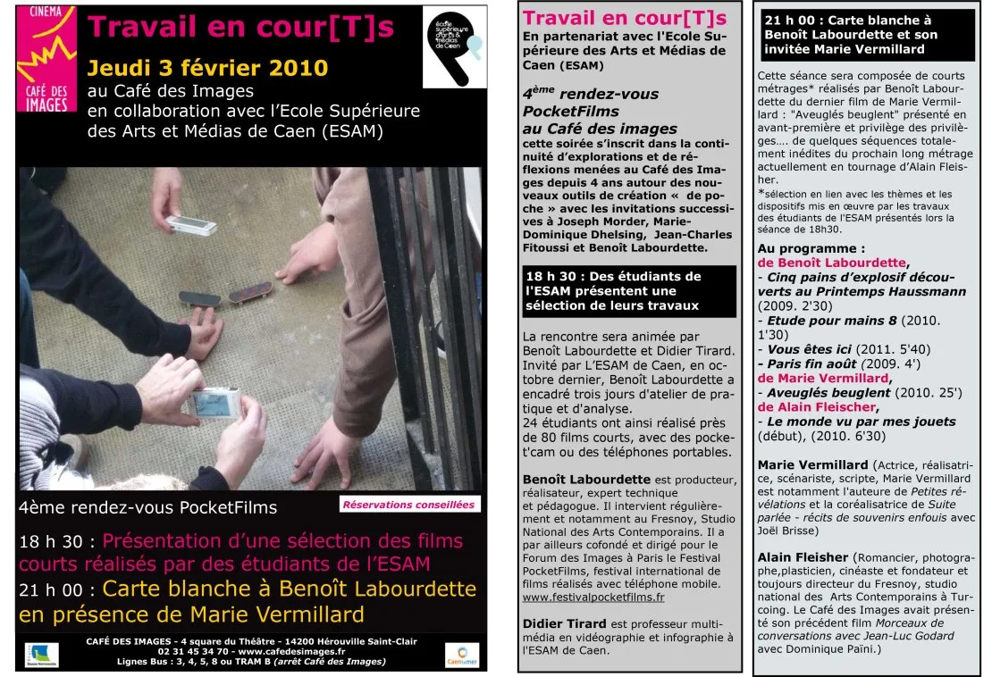Café des images : « Travail en cour(T)s », carte blanche à Benoît Labourdette[T]s", carte blanche à Benoît Labourdette. © Benoît Labourdette.