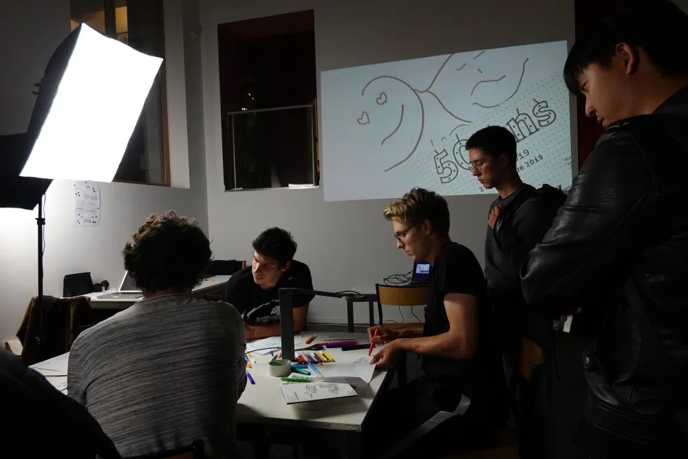 École nationale supérieure d'architecture de Paris-Belleville : atelier cinéma dessiné pour le 50<sup class="typo_exposants">e</sup> anniversaire - 3 © Benoît Labourdette 2019.