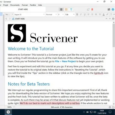 « Scrivener » pour écrire un scénario