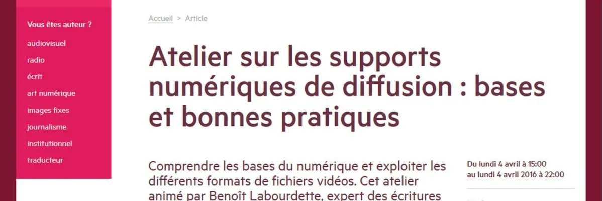 SCAM : « Atelier sur les supports numériques de diffusion : bases et bonnes pratiques »
