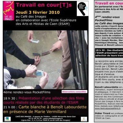 Café des images: “Work in short(s)”, carte blanche to Benoît Labourdette[s]“, carte blanche to Benoît Labourdette[S]”, carte blanche to Benoît Labourdette