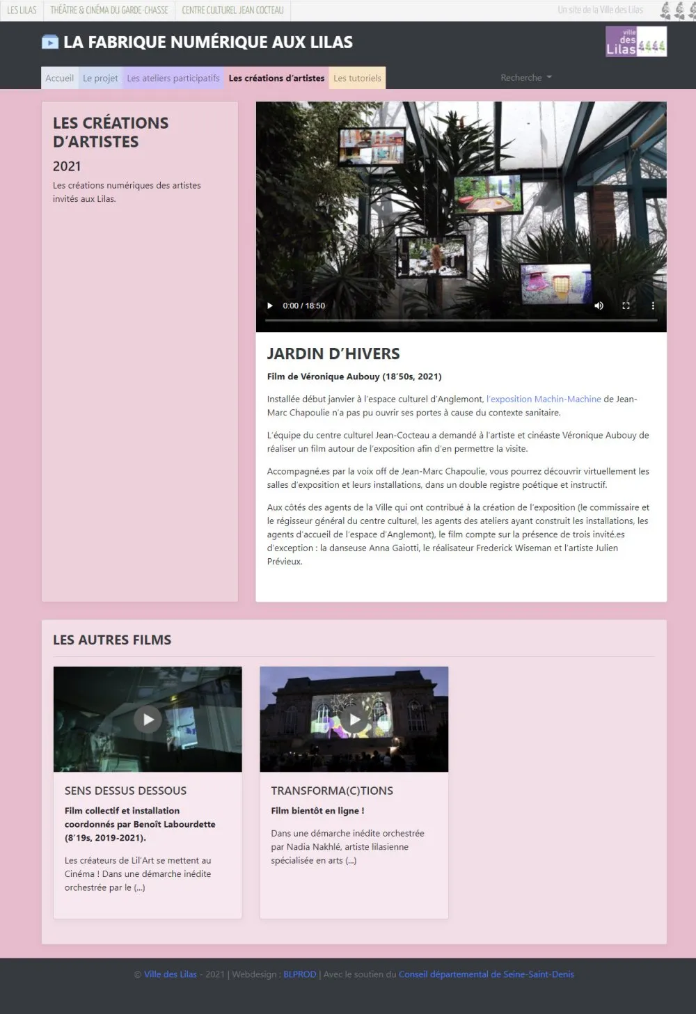 Plateforme vidéo « La fabrique numérique aux Lilas » - 2 © Benoît Labourdette 2021.