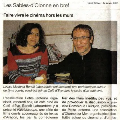Ouest France Pays de la Loire : Faire vivre le cinéma hors les murs