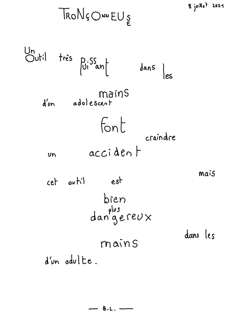 Tronçonneuse. © Benoît Labourdette.