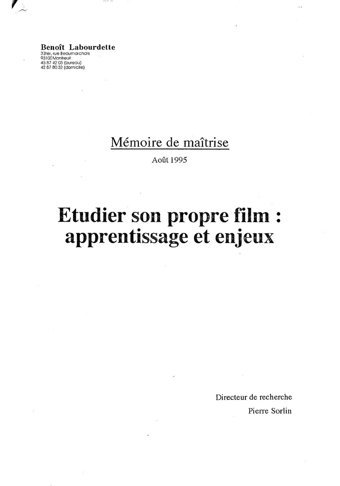 « Étudier son propre film : apprentissage et enjeux ». © Benoît Labourdette.